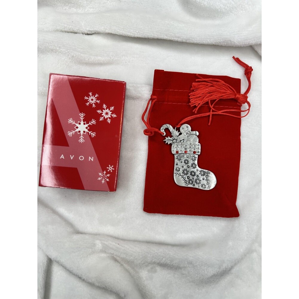 Avon Jolly Stocking Pewter Ornament 2025 Holiday Gift Box Studio 1886 Earrings